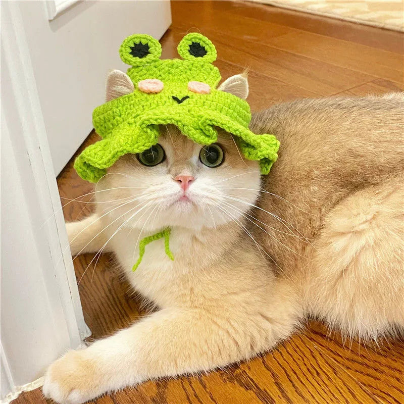 Knitted Cat Costume Hat With Elastic – Cute Photo Prop