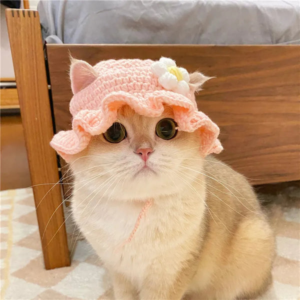Knitted Cat Costume Hat With Elastic – Cute Photo Prop
