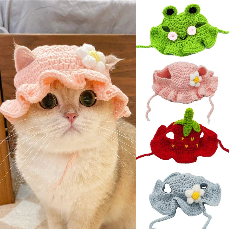 Knitted Cat Costume Hat With Elastic – Cute Photo Prop