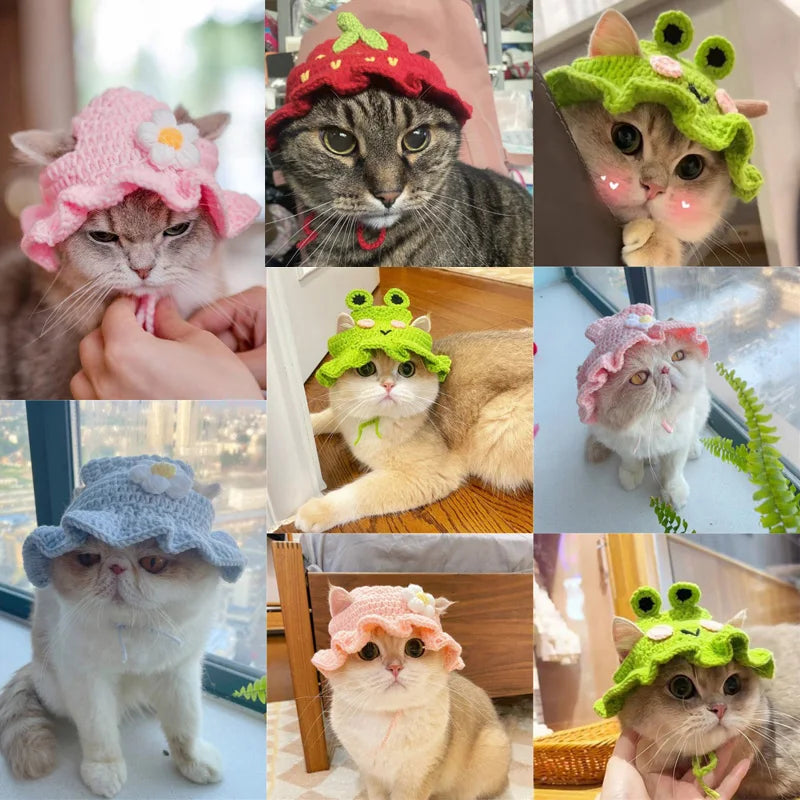Knitted Cat Costume Hat With Elastic – Cute Photo Prop